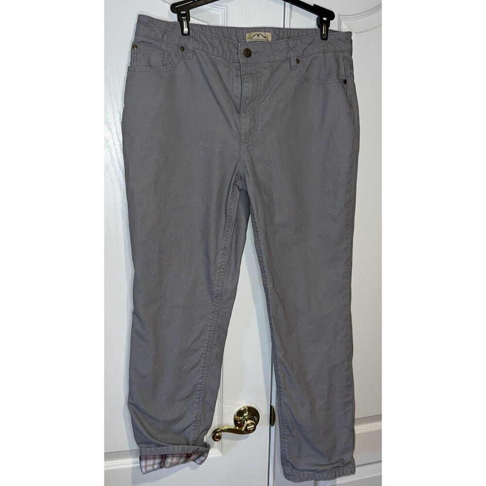 Blue Mountain Women Sz 16 Flannel Lined Canvas Gray Outdoor Pants Jeans Outdoor